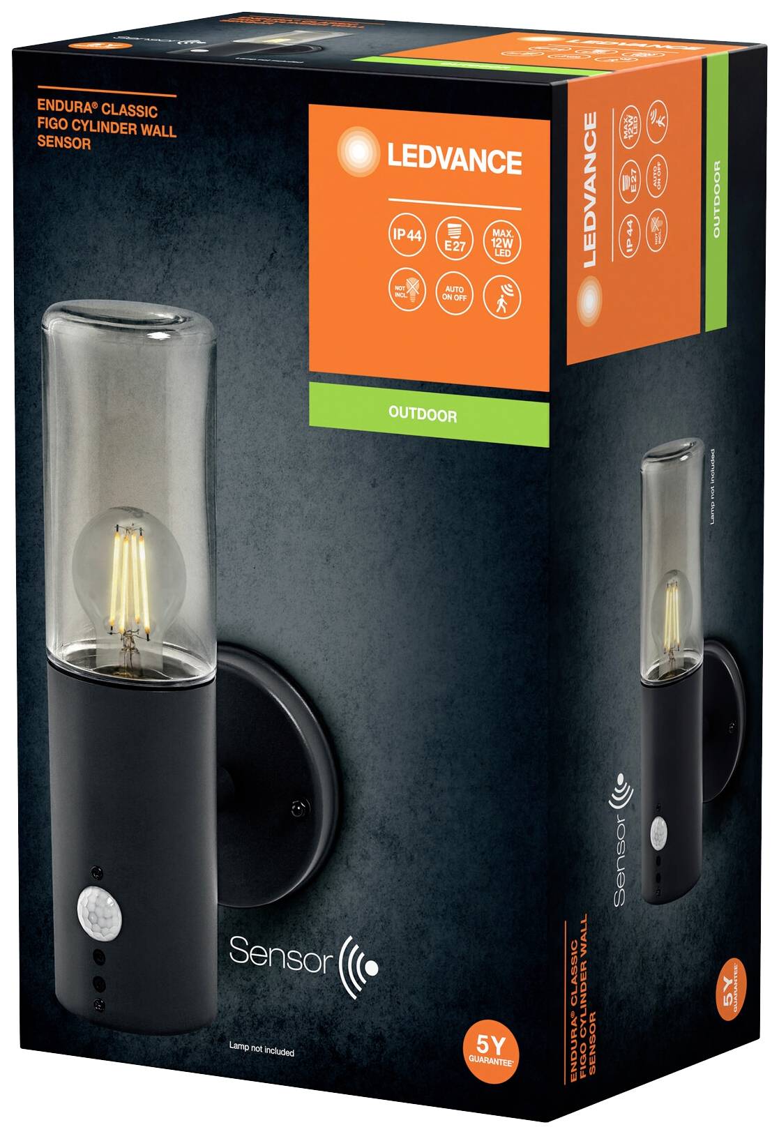 LEDVANCE ENDURA CLASSIC FIGO 4058075834866 Außenwandleuchte mit Bewegungsmelder E27 Grau