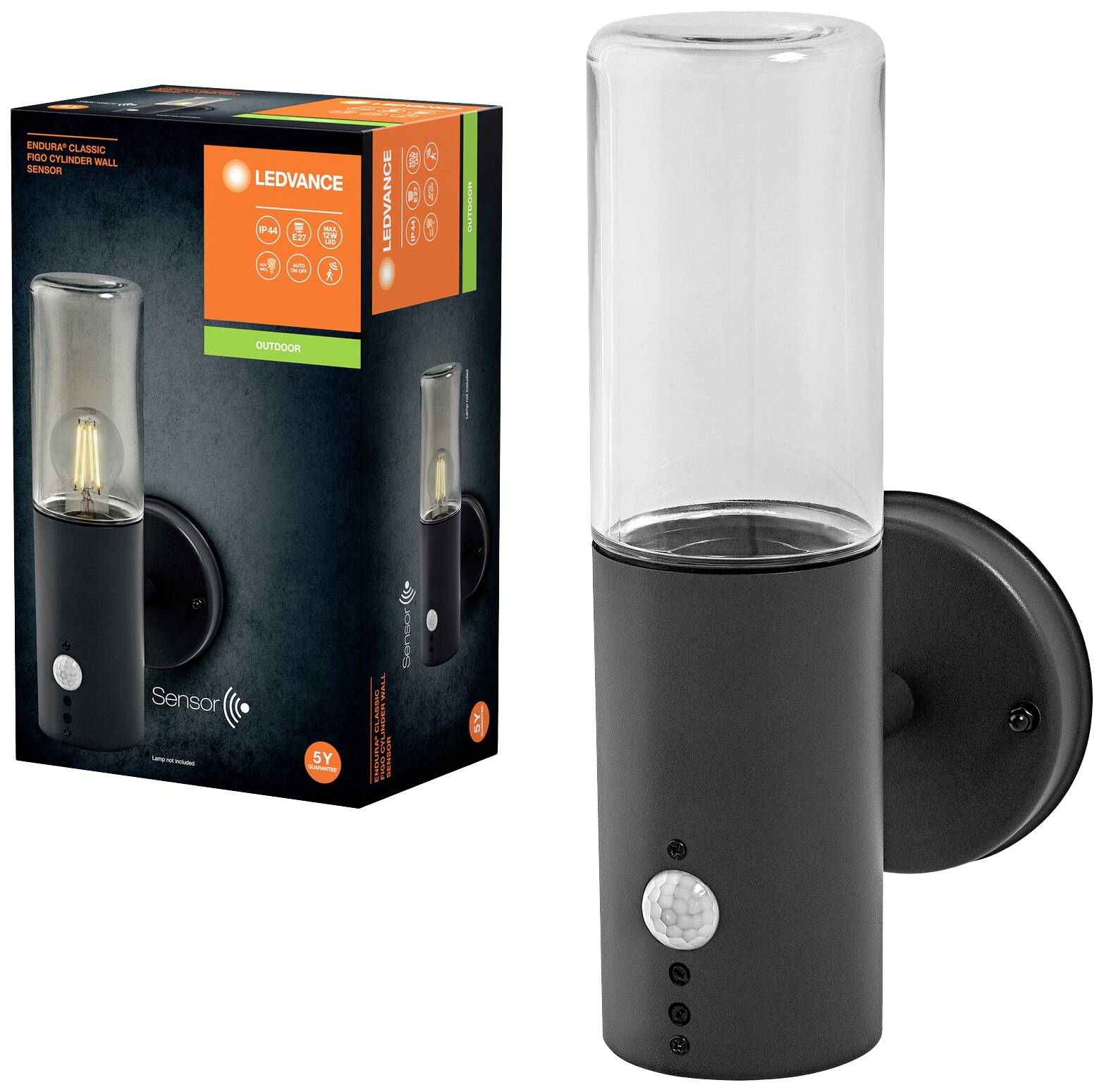 LEDVANCE ENDURA CLASSIC FIGO 4058075834866 Außenwandleuchte mit Bewegungsmelder E27 Grau