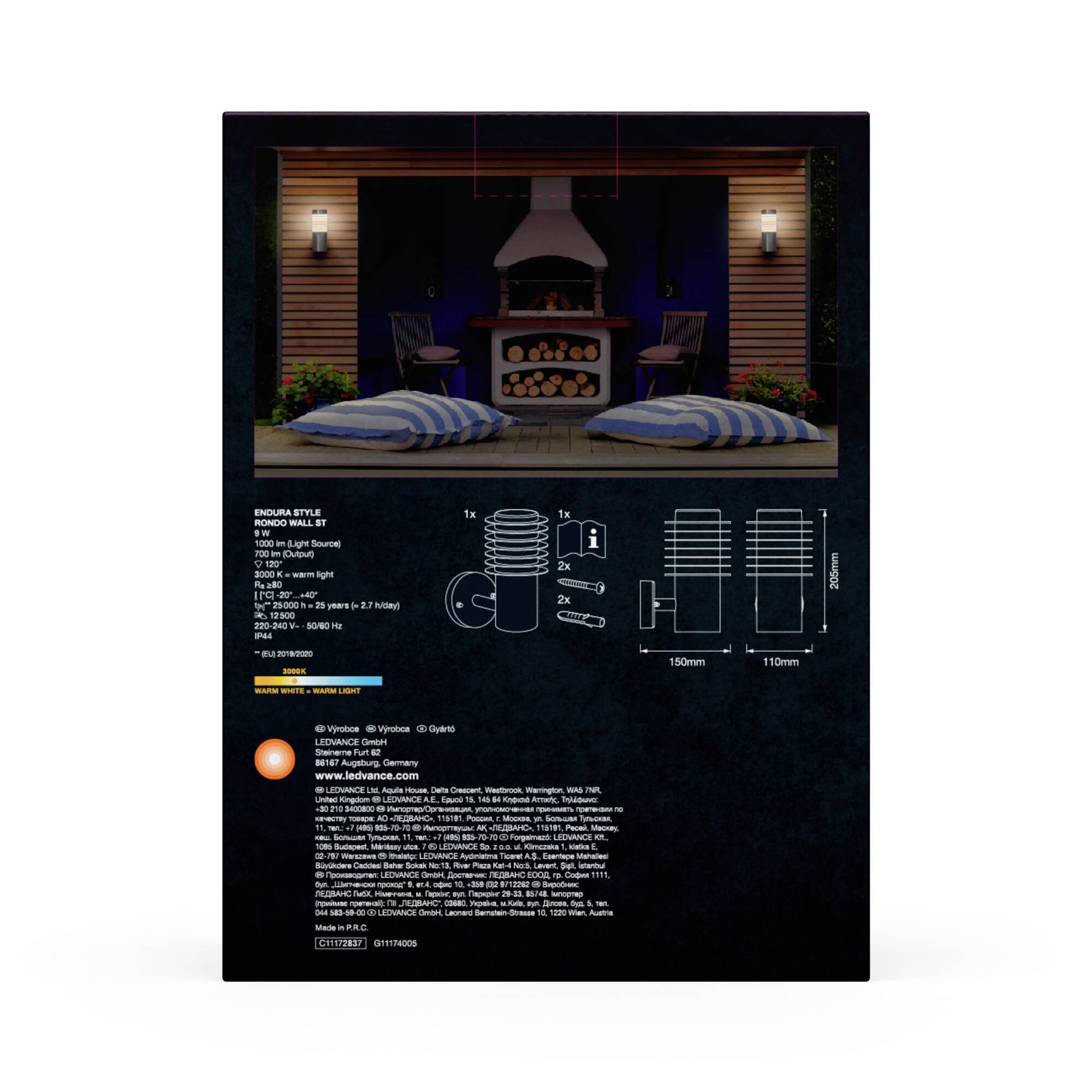 LEDVANCE ENDURA STYLE RONDO 4058075835108 LED-Außenwandleuchte LED 9.00W Stahl