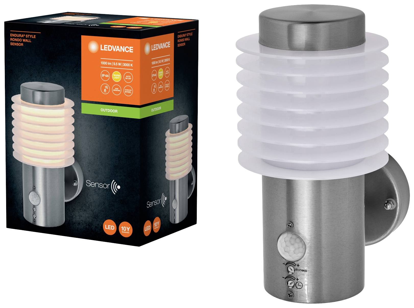 LEDVANCE ENDURA STYLE RONDO 4058075835122 LED-Außenwandleuchte mit Bewegungsmelder LED 9.50W Stahl