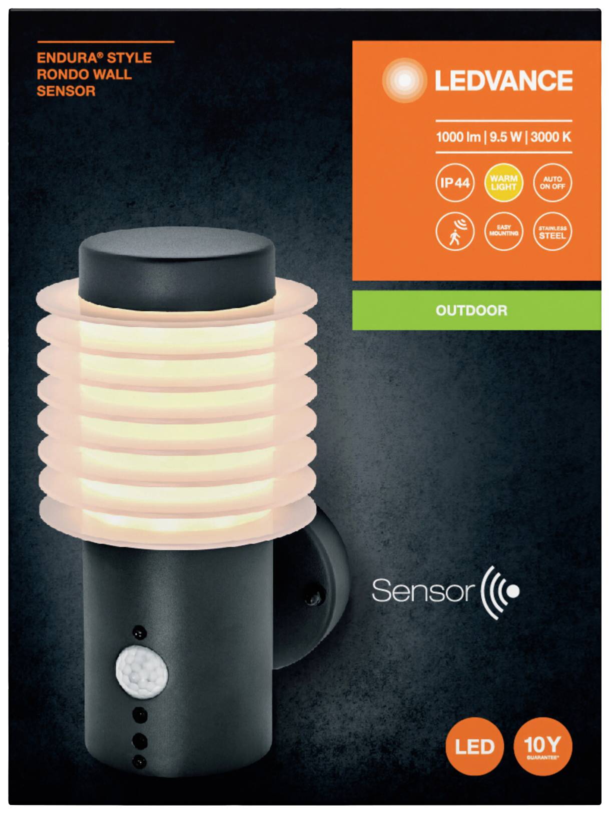 LEDVANCE ENDURA STYLE RONDO 4058075835160 LED-Außenwandleuchte mit Bewegungsmelder LED 9.50W Grau