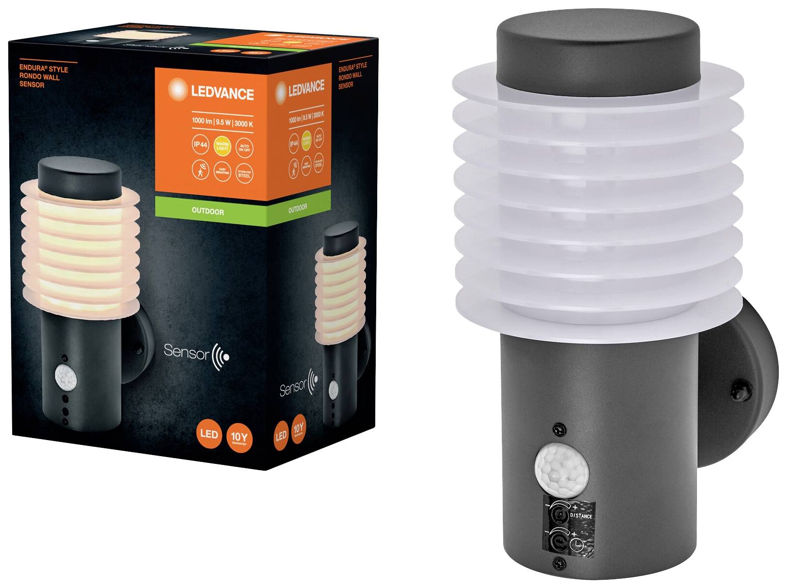 LEDVANCE ENDURA STYLE RONDO 4058075835160 LED-Außenwandleuchte mit Bewegungsmelder LED 9.50W Grau