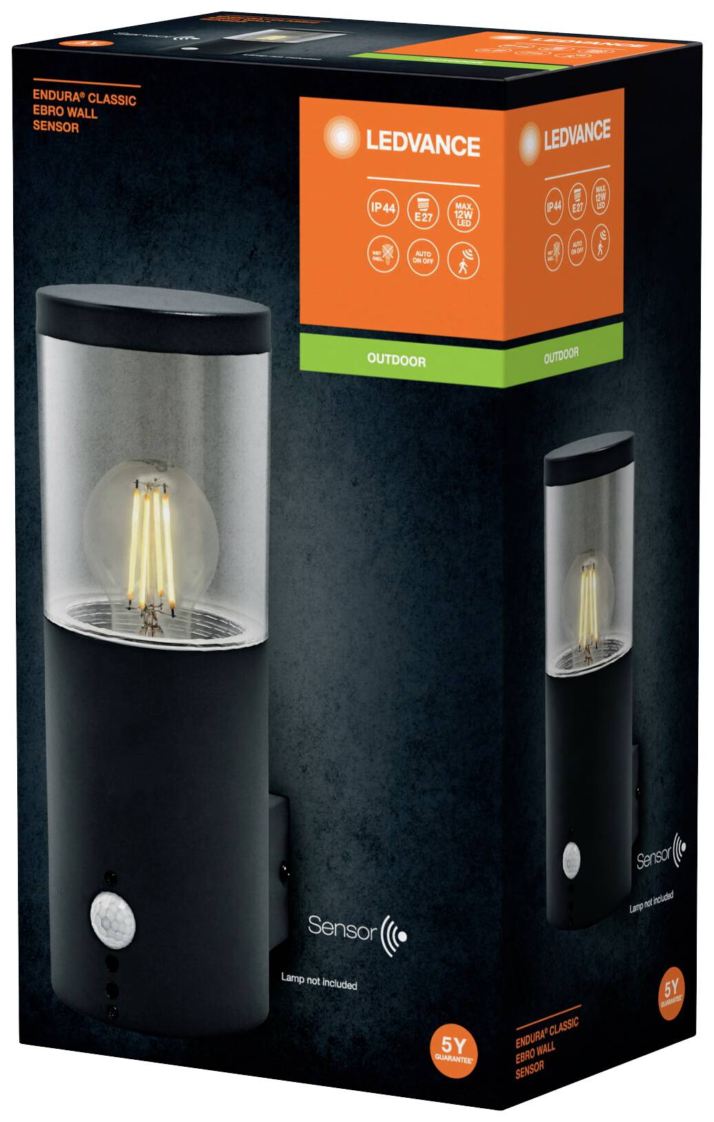 LEDVANCE ENDURA CLASSIC EBRO 4058075835009 Außenwandleuchte mit Bewegungsmelder E27 Grau