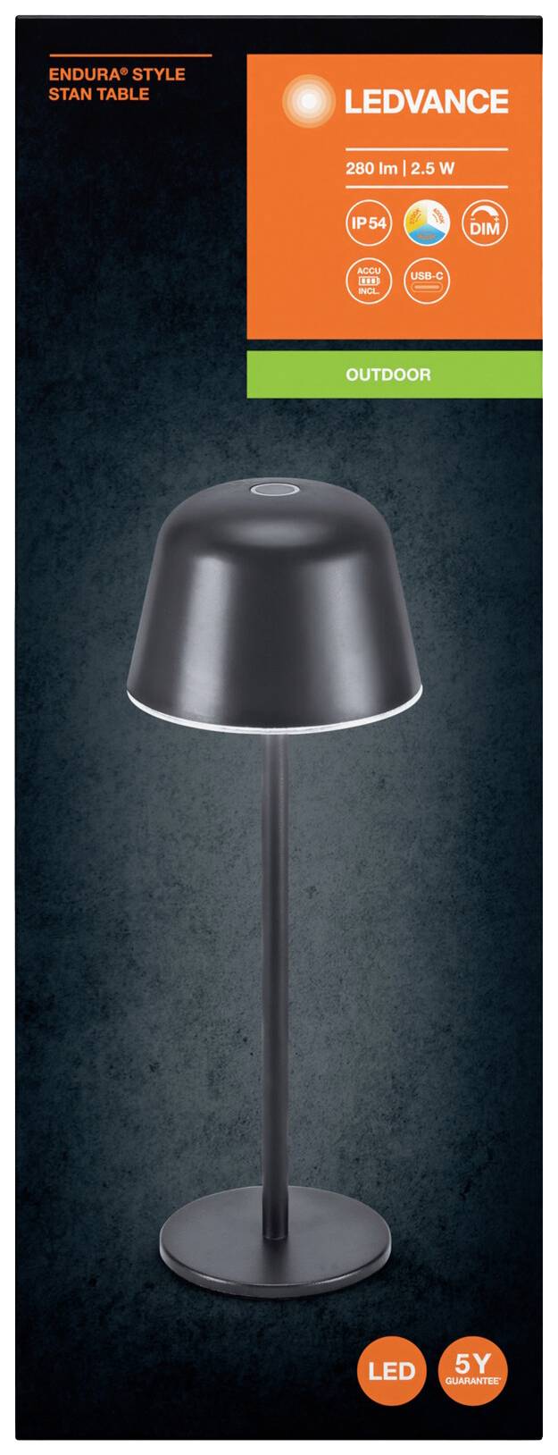 LEDVANCE ENDURA STYLE STAN 4099854185366 LED-Tischlampe 2.50W Grau