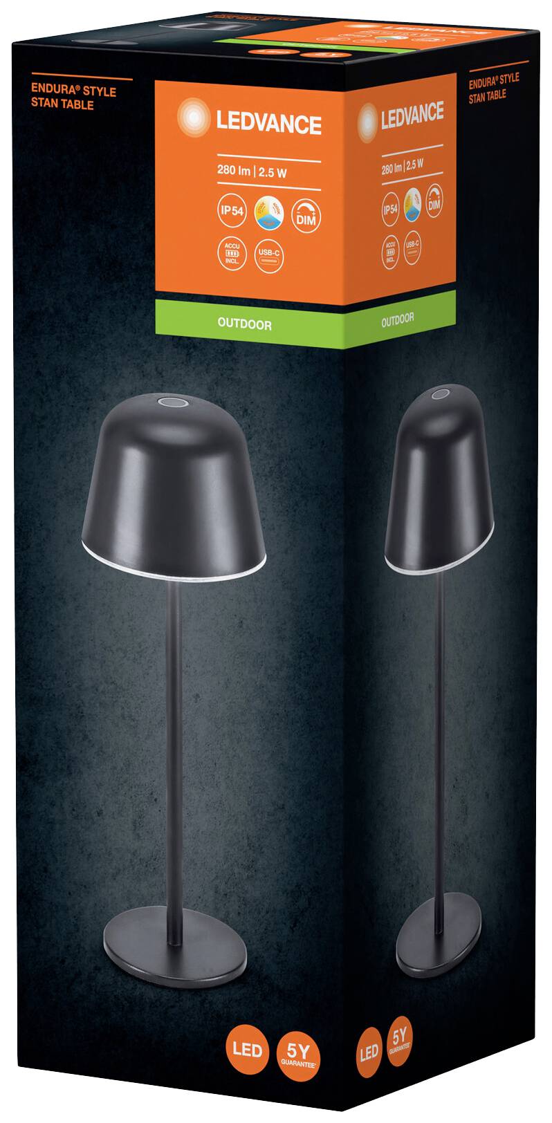 'LEDVANCE ENDURA STYLE STAN TABLE' Schwarz Outdoor-Tischleuchte. Leistung: 2,8W, 280lm. Eignet sich für Außenbereiche.
