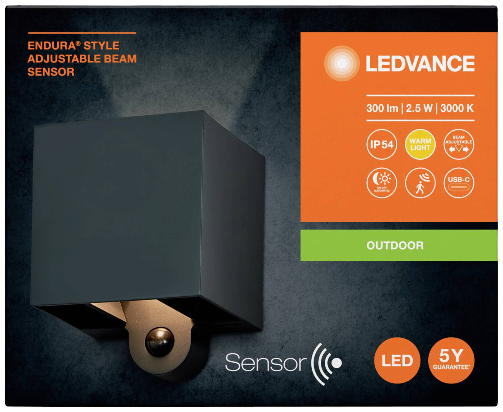 LEDVANCE ENDURA STYLE ADJ 4099854185403 LED-Außenwandleuchte mit Bewegungsmelder LED 2.50W Grau
