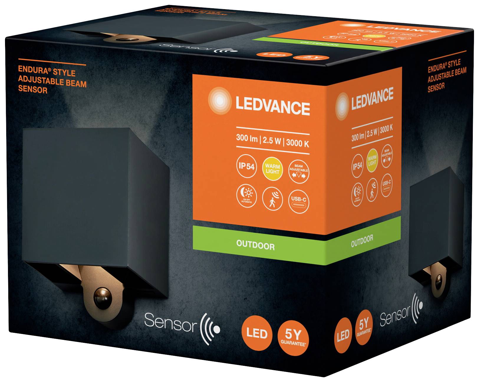 LEDVANCE ENDURA STYLE ADJ 4099854185403 LED-Außenwandleuchte mit Bewegungsmelder LED 2.50W Grau