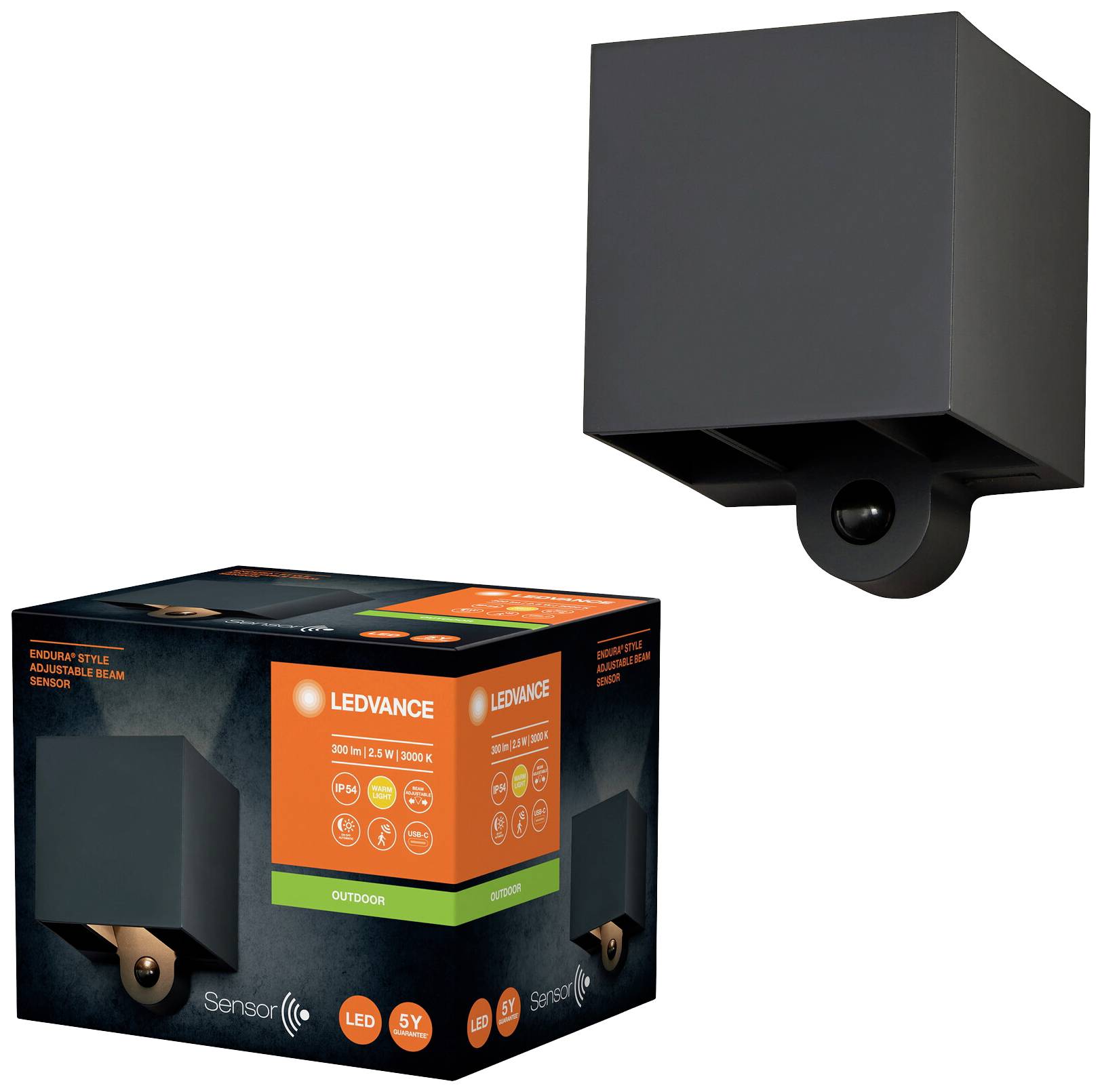 LEDVANCE ENDURA STYLE ADJ 4099854185403 LED-Außenwandleuchte mit Bewegungsmelder LED 2.50W Grau