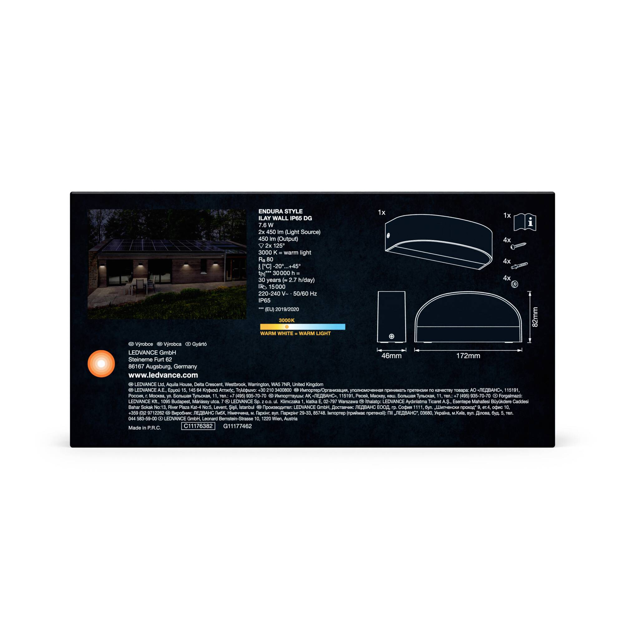 LEDVANCE ENDURA STYLE ILAY 4099854217500 LED-Außenwandleuchte LED 7.60W Grau