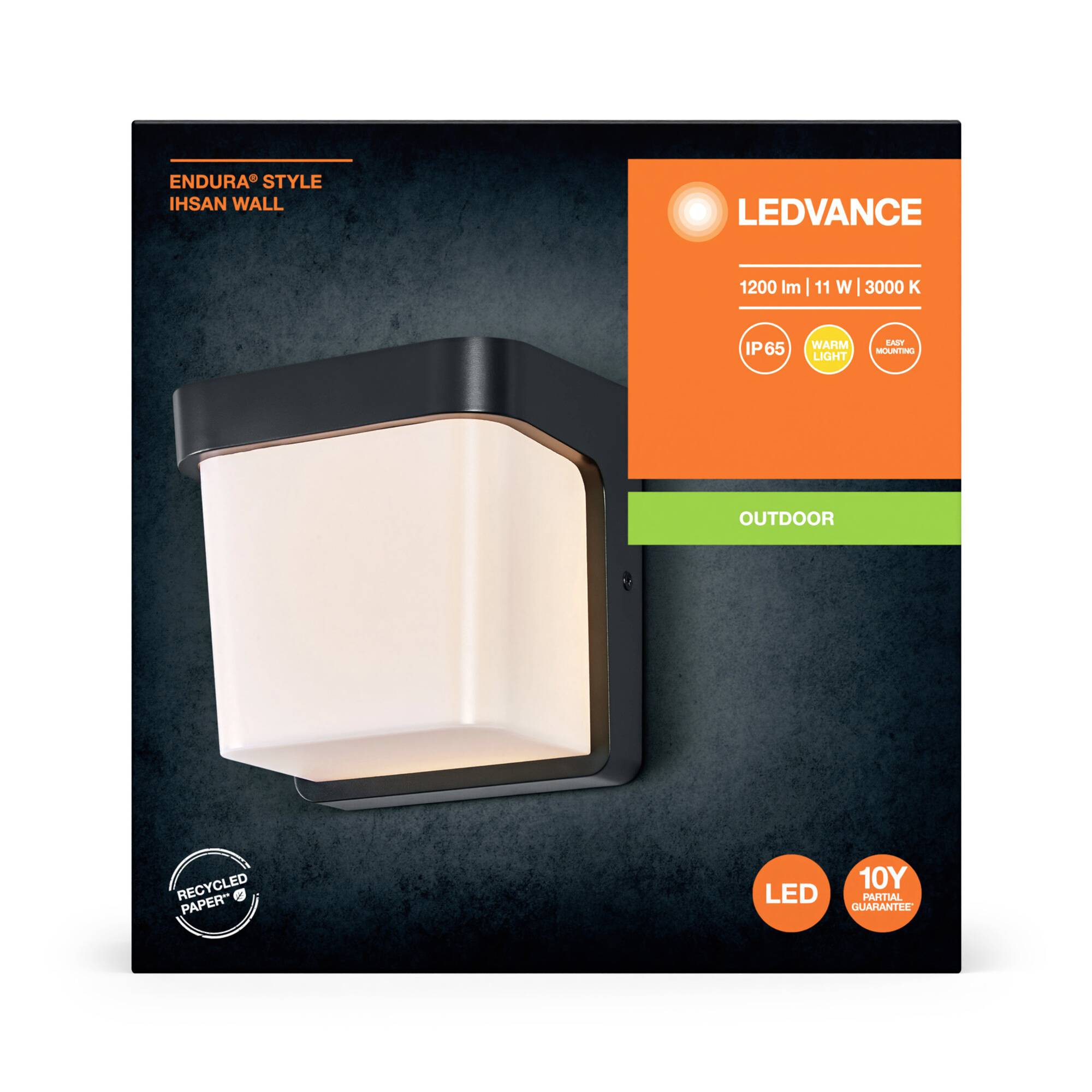 LEDVANCE ENDURA STYLE IHSAN 4099854217586 LED-Außenwandleuchte LED 11.00W Grau