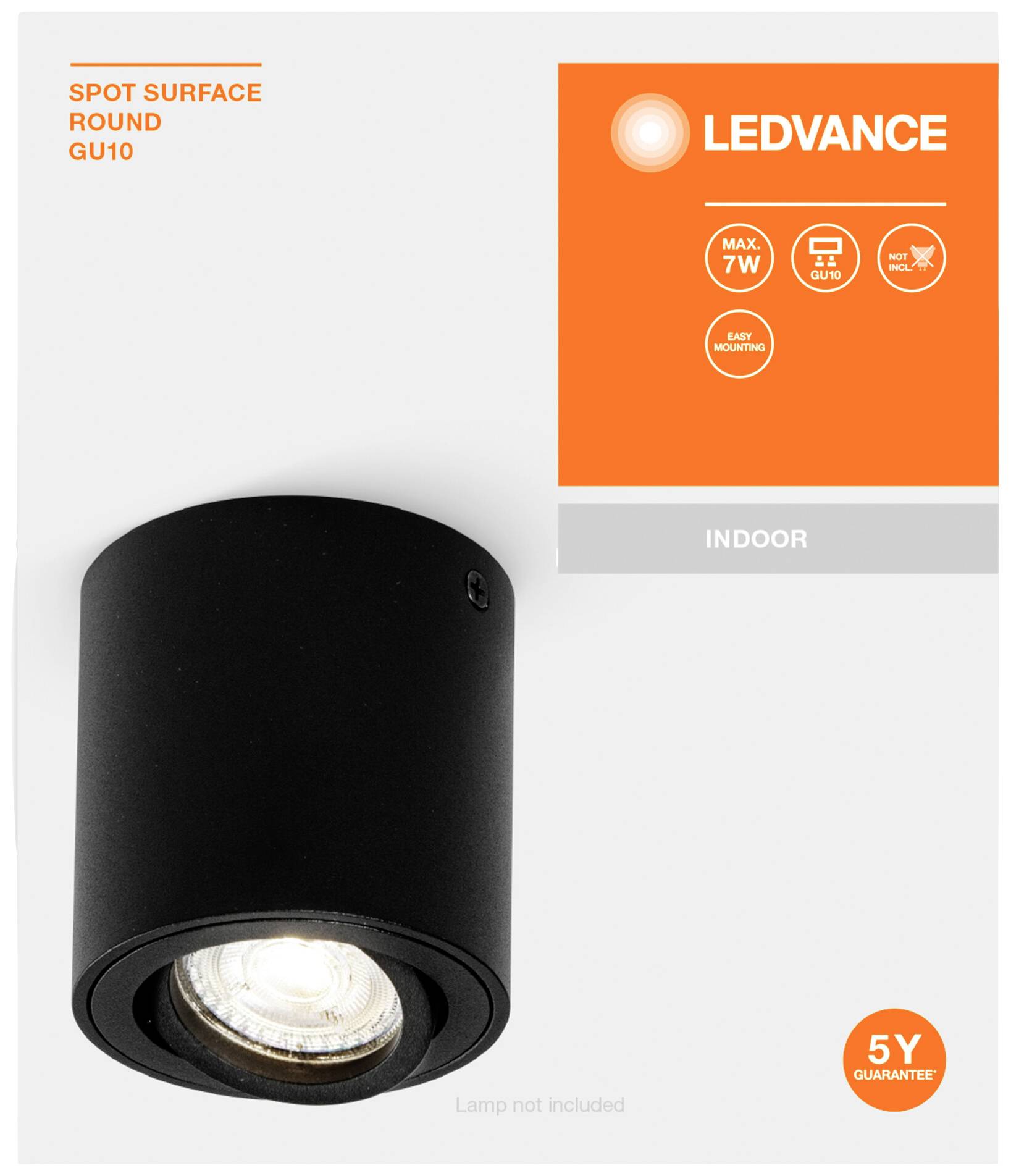 LEDVANCE SPOT SURFACE ROUND 4058075758629 Aufbauleuchte GU10 Schwarz