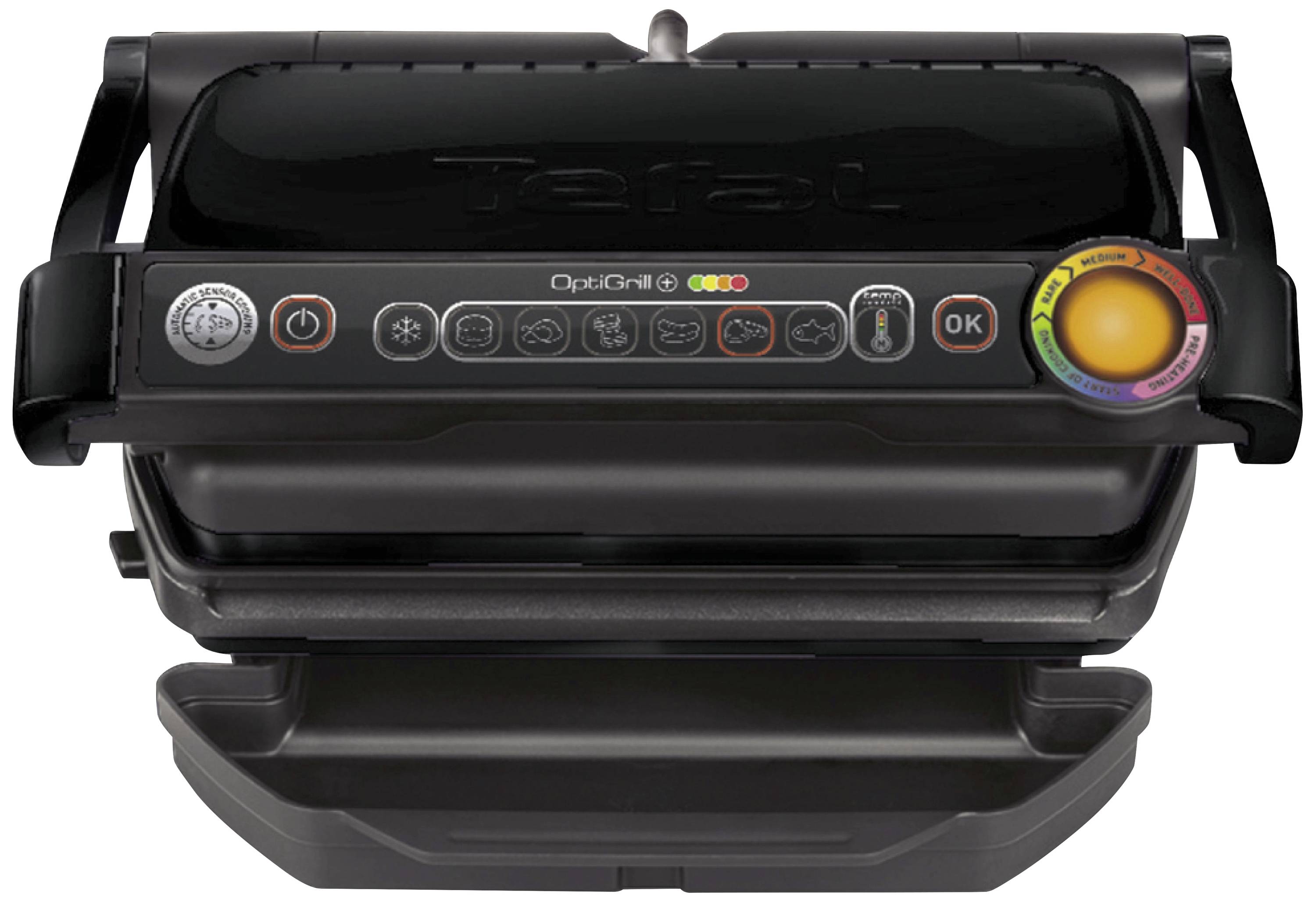 Tefal GC7128 OptiGrill+ Schwarz Elektro, Tisch Kontaktgrill Grillfunktion, Antihaftbeschichtung, Kontrollleuchte Schwarz