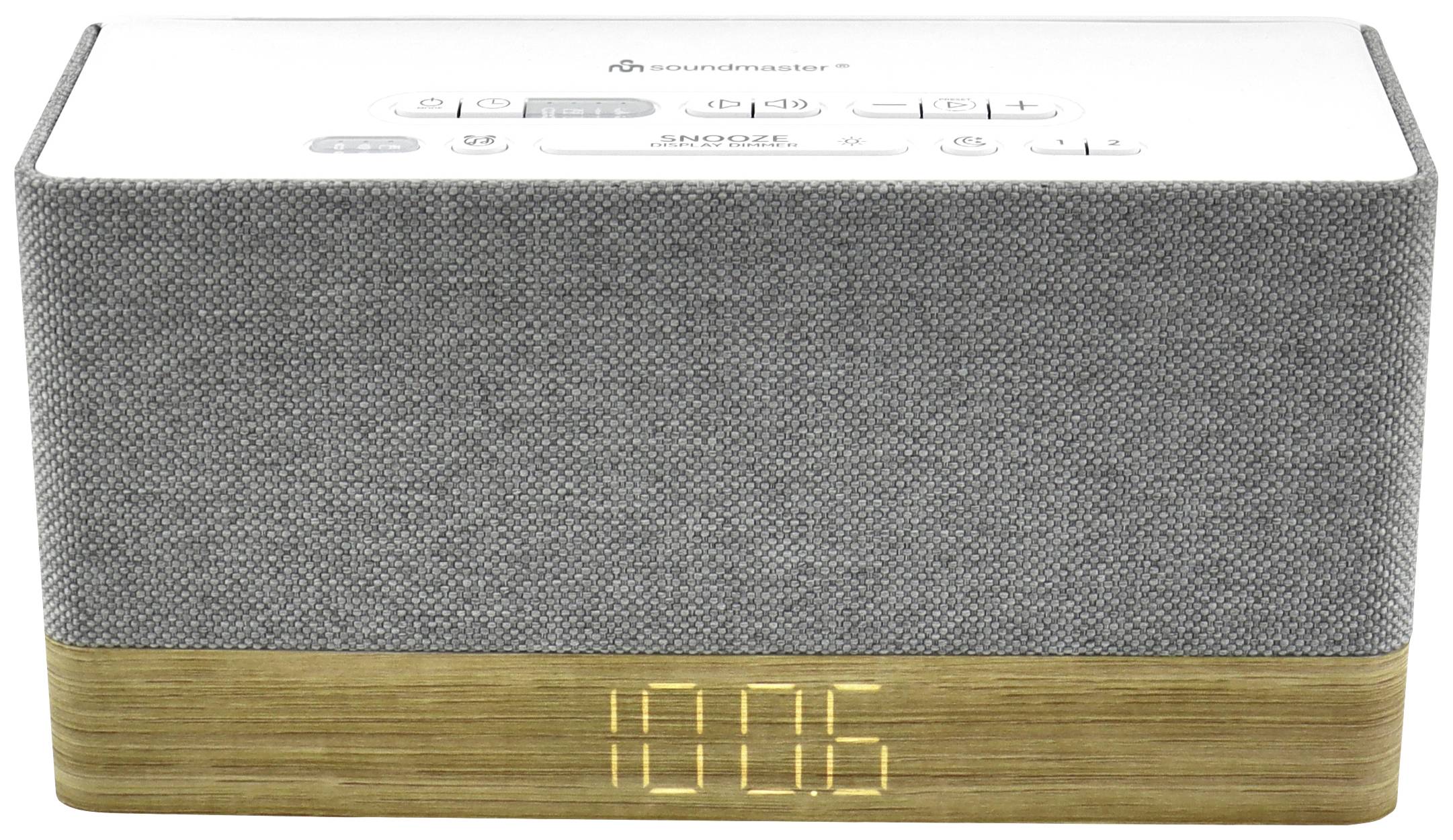 Soundmaster UR630WE Radiowecker UKW Bluetooth®, AUX, UKW Weckfunktion Grau, Braun