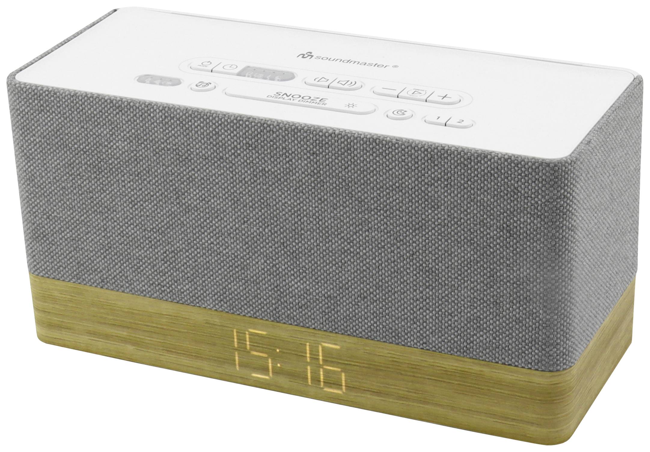 Soundmaster UR630WE Radiowecker UKW Bluetooth®, AUX, UKW Weckfunktion Grau, Braun