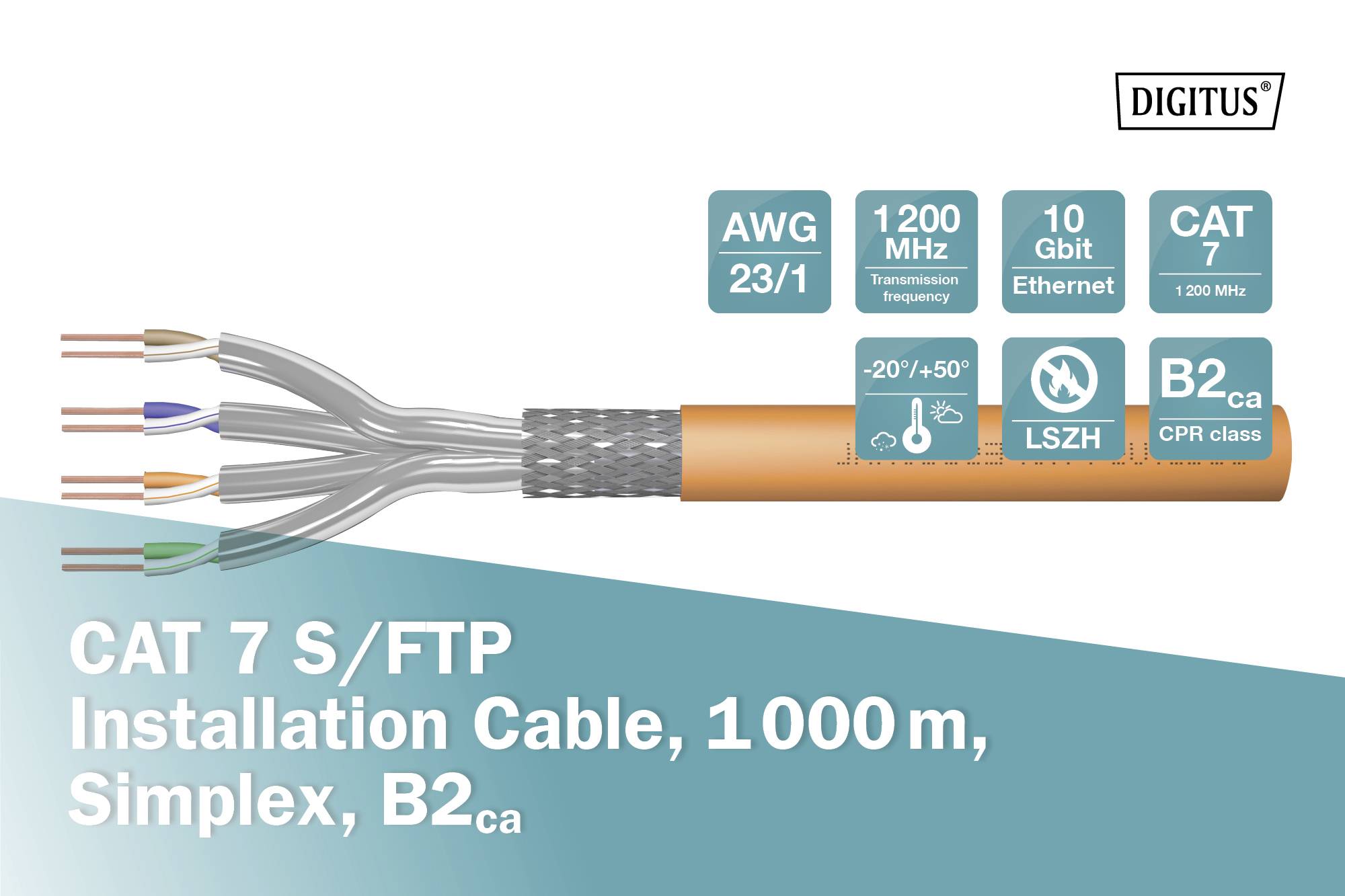 Digitus DK-1745-VH-10 Installationskabel CAT 7 S/FTP Orange 1000m