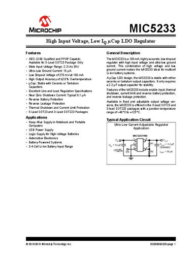 Microchip Technology MIC5233-5.0YM5-TR Spannungsregler - Linear SOT-23-5 Positiv Fest 100mA