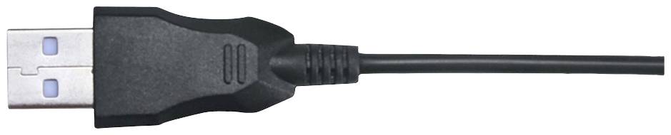 Schwarzes USB-Kabel mit rechteckigem Anschlussstecker.