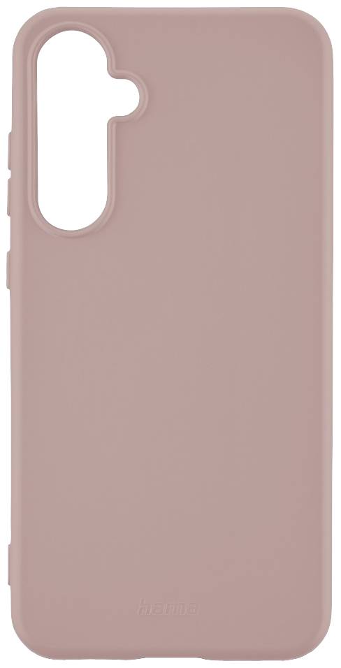 Eine rosafarbene Smartphone-Hülle mit Ausschnitt für Kamera und Tasten.