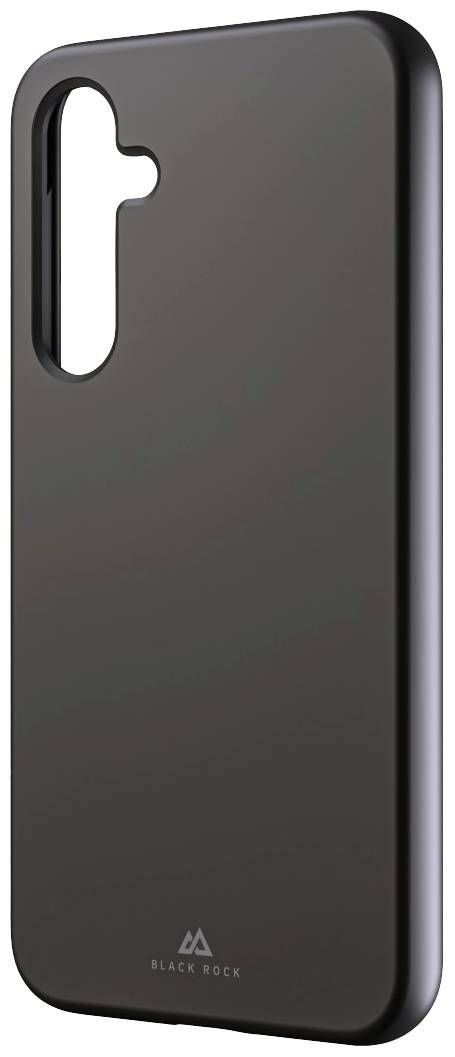 Schwarzes Smartphone-Case mit glänzender Oberfläche, seitlicher Kameraaussparung und dem Logo 'Black Rock' unten.