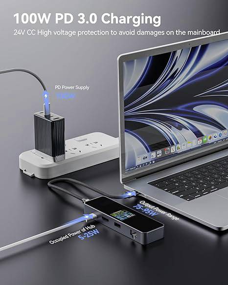 Dockcase USB-C® Dockingstation DBP61L Universal integriertes Display, inkl. Ladefunktion, USB-C® Po