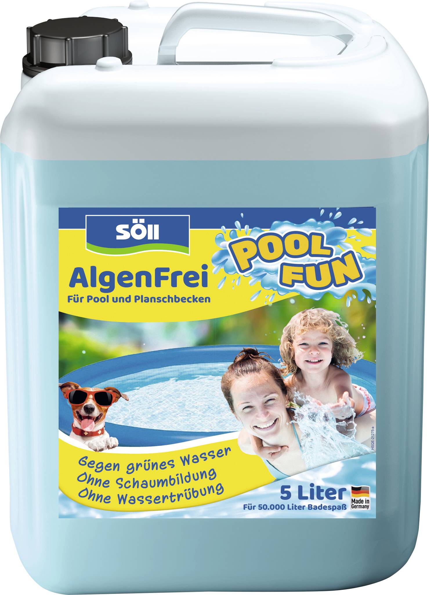 Blauer Behälter mit der Aufschrift 