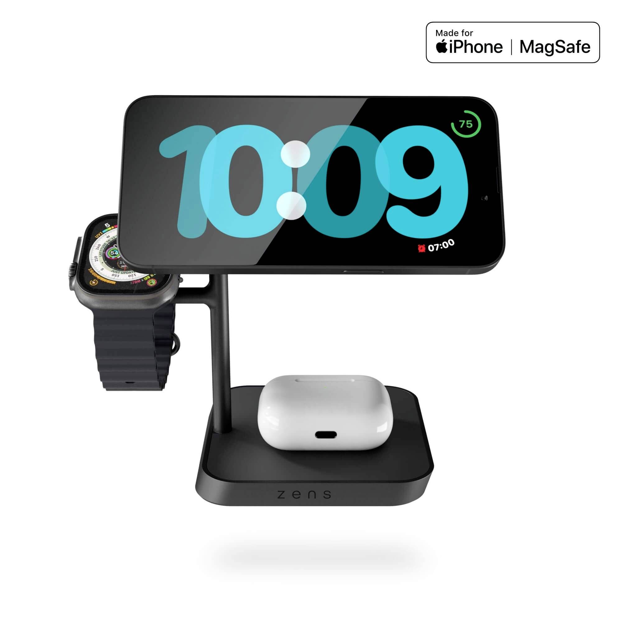 ZENS Induktions-Ladegerät Aluminium Series 4 in 1 Wireless MagSafe Charger ZEAPDC01/00 Schwarz