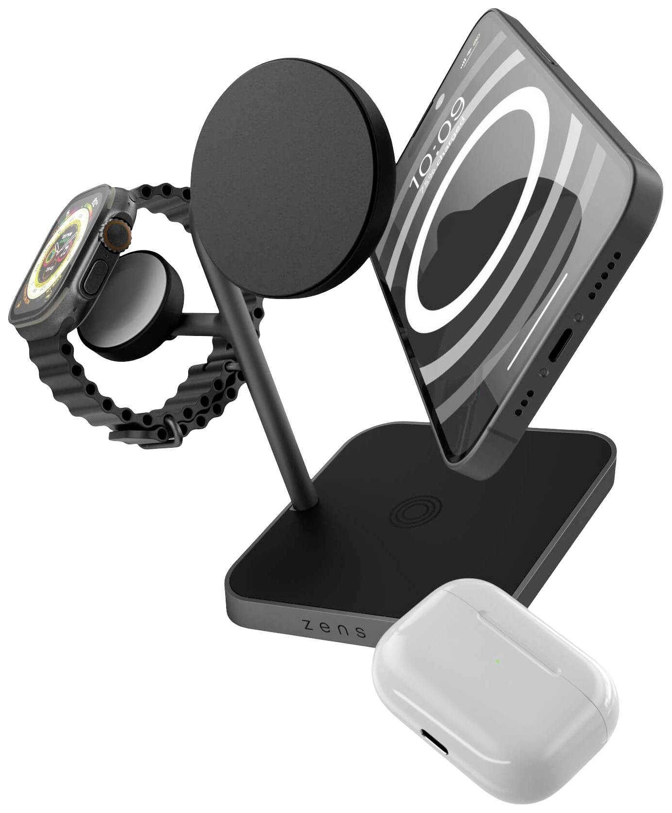 ZENS Induktions-Ladegerät Aluminium Series 3 in 1 Magnetic Wireless Office Charger Pro 3 ZEDC25B/00 Schwarz