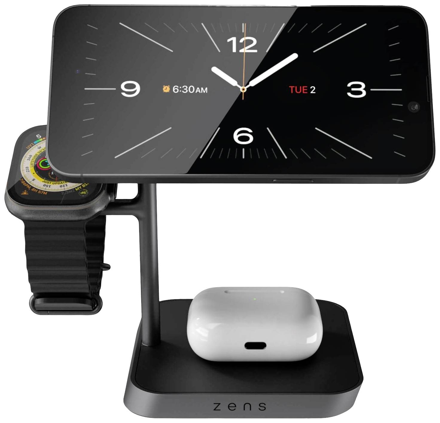 ZENS Induktions-Ladegerät Aluminium Series 3 in 1 Magnetic Wireless Office Charger Pro 3 ZEDC25B/00 Schwarz