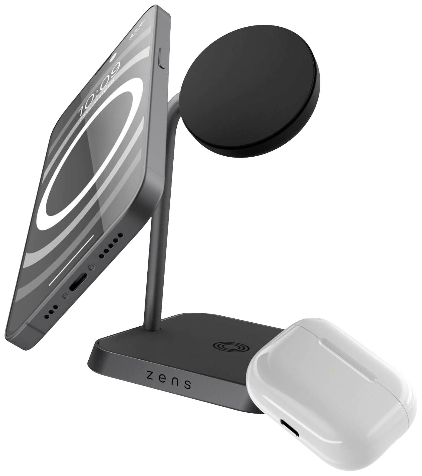 ZENS Induktions-Ladegerät Aluminium Series 2 in 1 Magnetic Wireless Office Charger 2 ZEDC26B/00 Schwarz