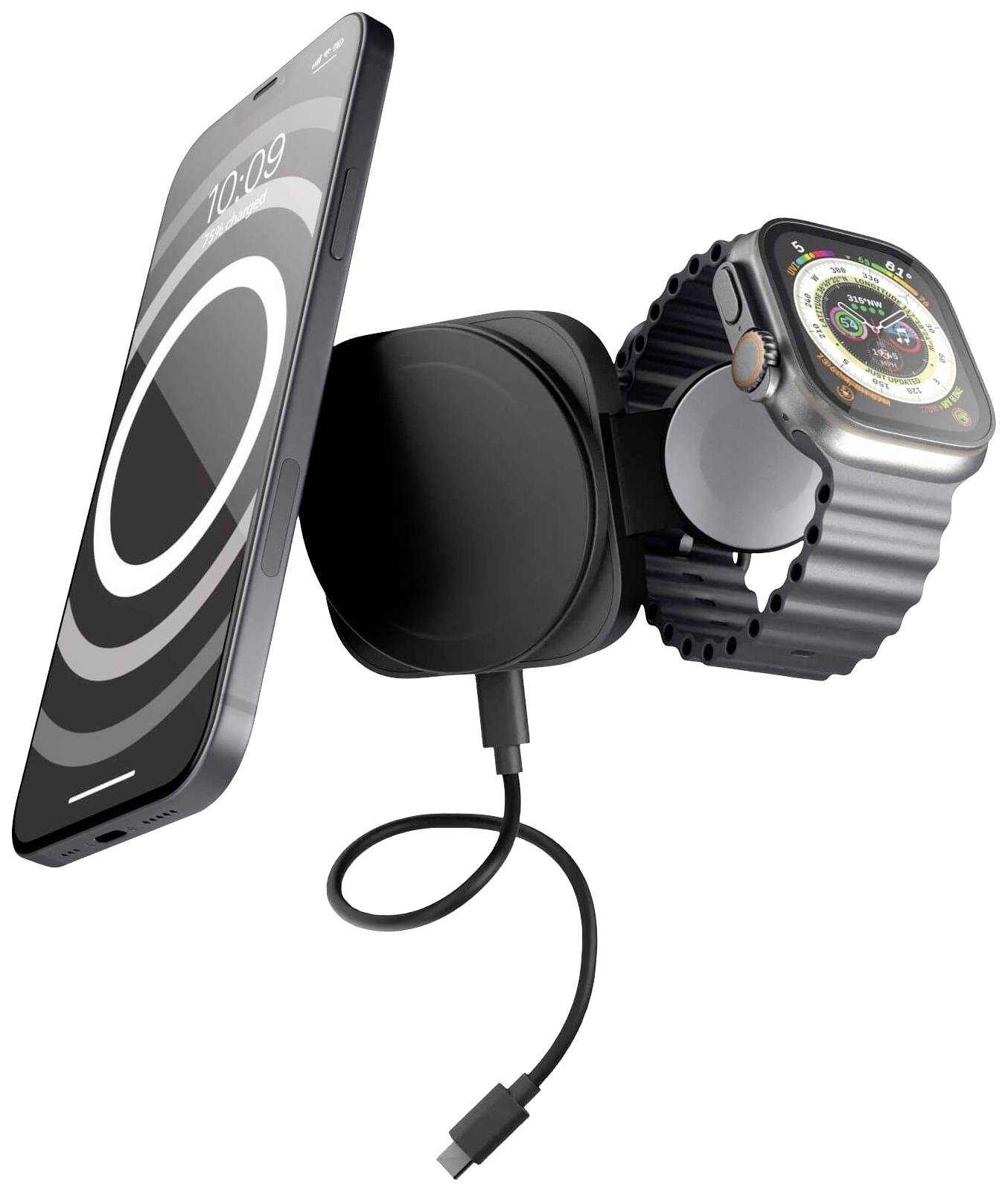 ZENS Induktions-Ladegerät Travel Series 2 in 1 Magnetic Wireless Charger Pro 2 ZEDC27B/00 Schwarz