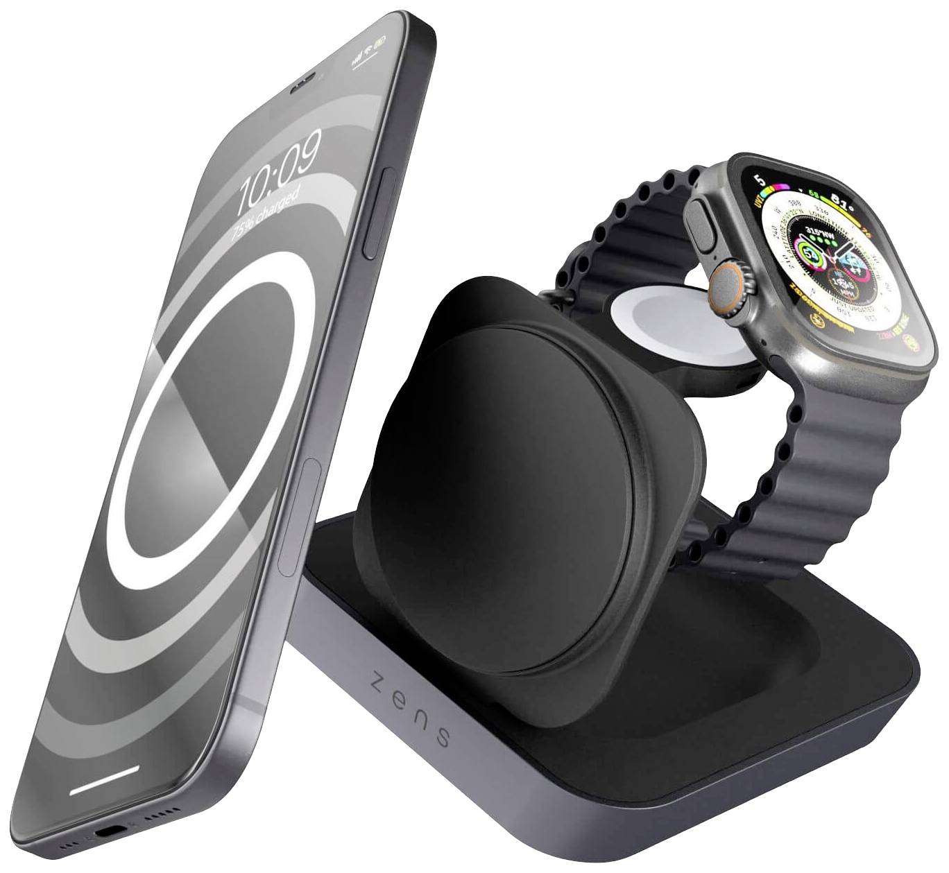 ZENS Induktions-Ladegerät Aluminium Series Magnetic Wireless Nightstand Charger Pro 2 ZEDC28B/00 Schwarz