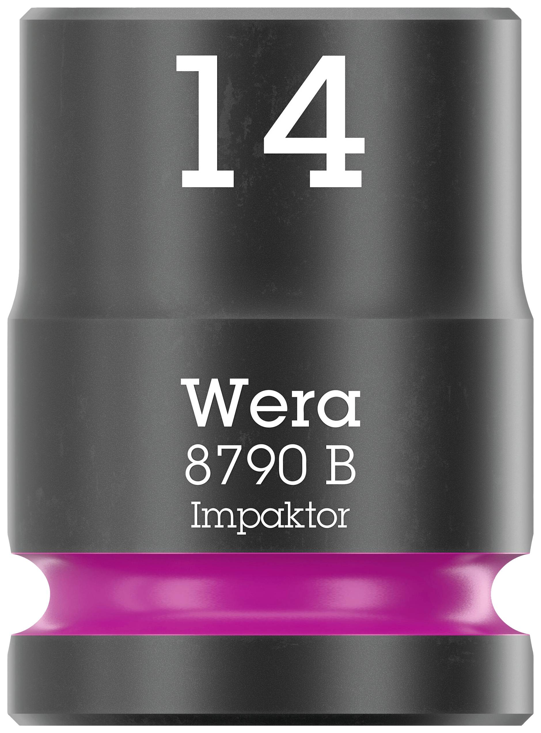 'Wera 8790 B Impaktor' Stecknuss, Größe 14 mm, schwarz mit pinkem Ring, zur Verwendung mit Schlagschraubern.