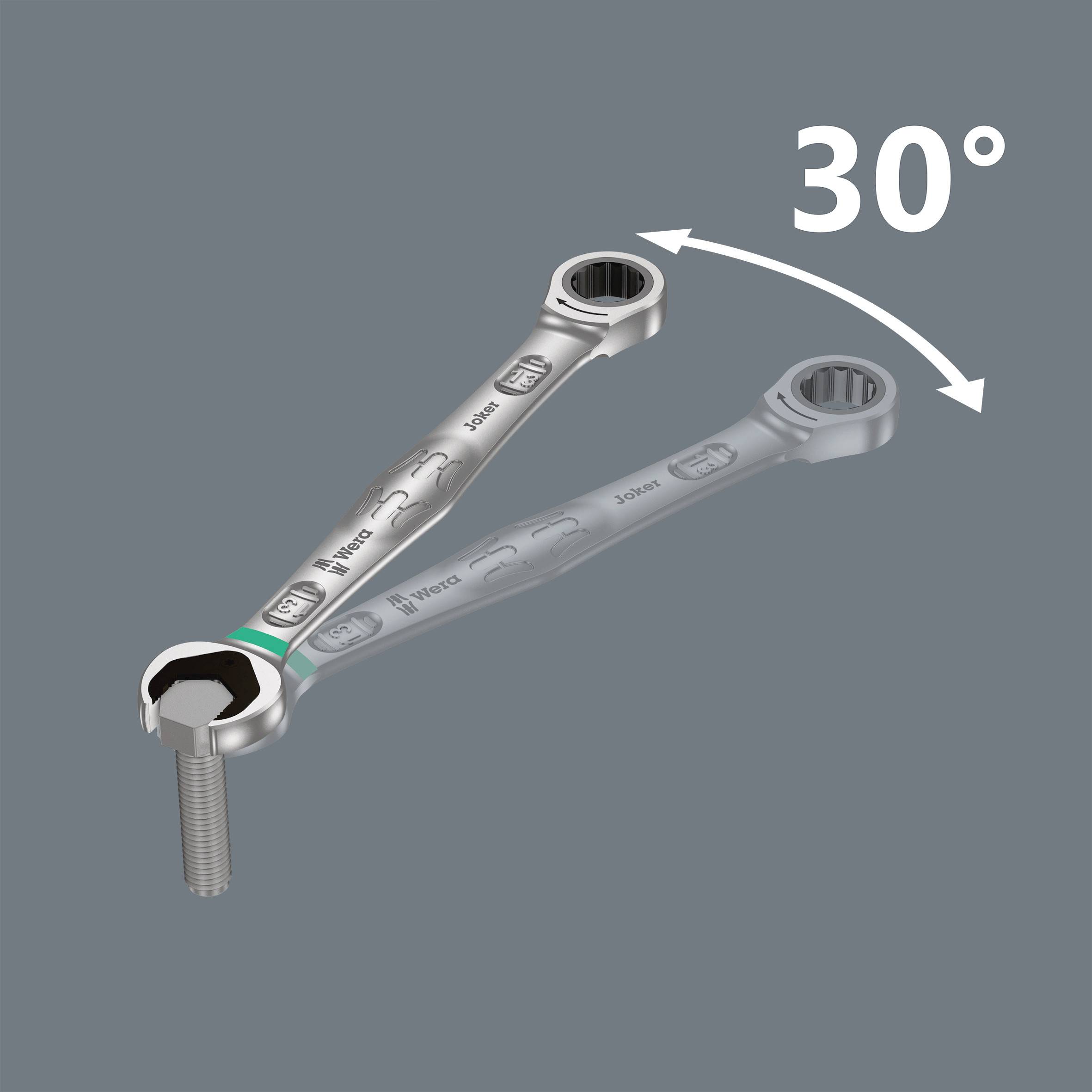 Wera 05020014001 9630 Magnetleiste 6000 Joker 1 Maul-Ringratschenschlüssel-Satz 11teilig Schlüsselweite (Metrisch) 8 - 19 mm