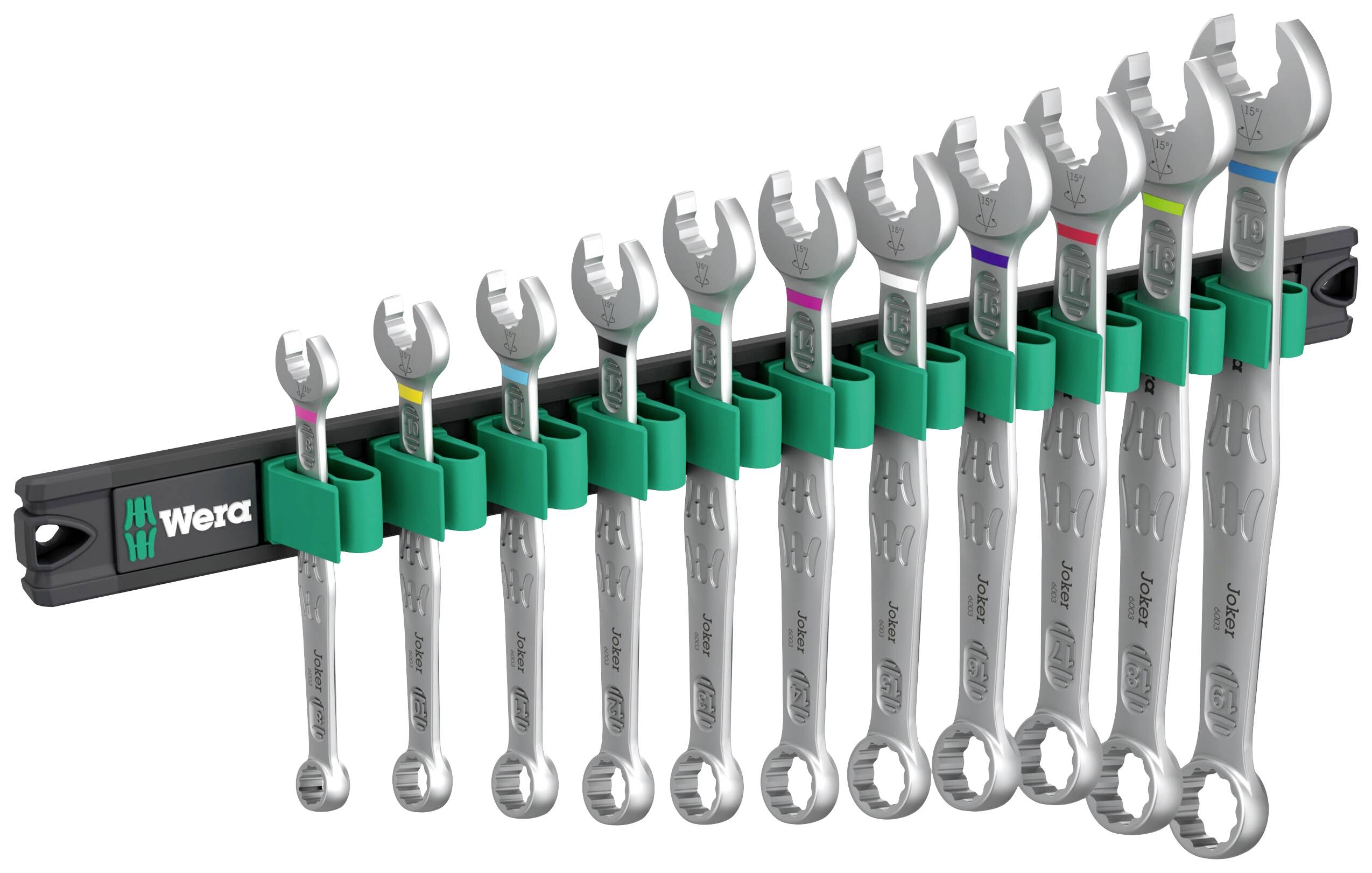Wera 05020233001 9640 Magnetleiste 6003 Joker 1 Ring-Maulschlüssel-Satz 11teilig Schlüsselweite (Metrisch) 8 - 19 mm