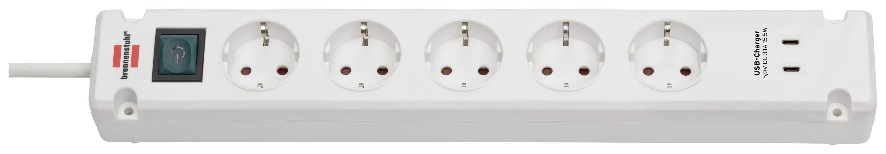 Brennenstuhl 1150660425 Steckdosenleiste mit Schalter Weiß Schutzkontakt 1 St.