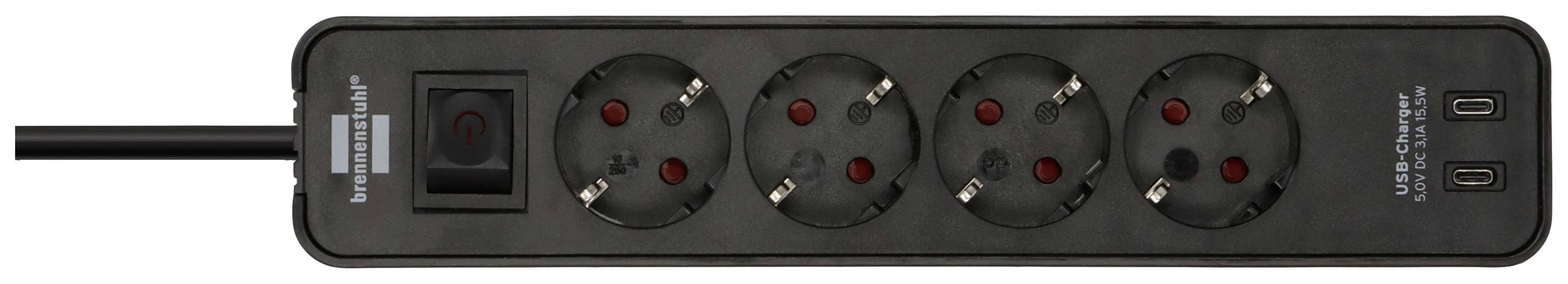 Brennenstuhl 1153240106 Steckdosenleiste mit Schalter Schwarz Schutzkontakt 1St.