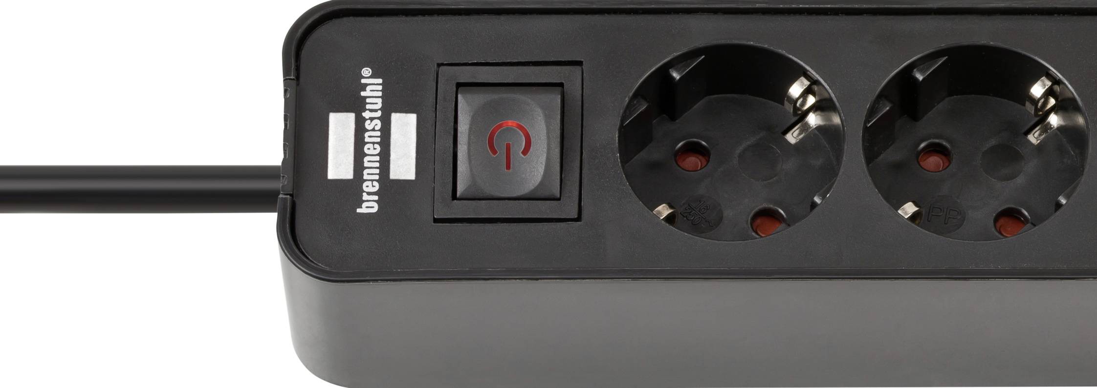 Brennenstuhl 1153240106 Steckdosenleiste mit Schalter Schwarz Schutzkontakt 1 St.