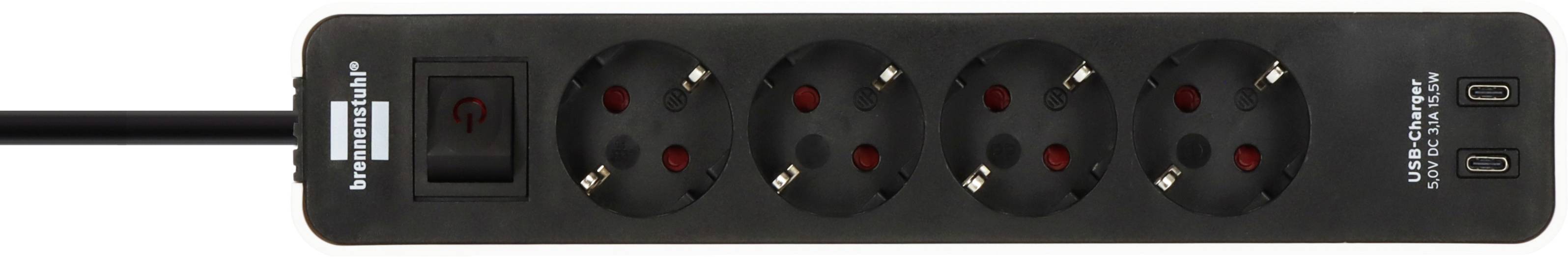 Brennenstuhl 1153240126 Steckdosenleiste mit Schalter Weiß Schutzkontakt 1 St.