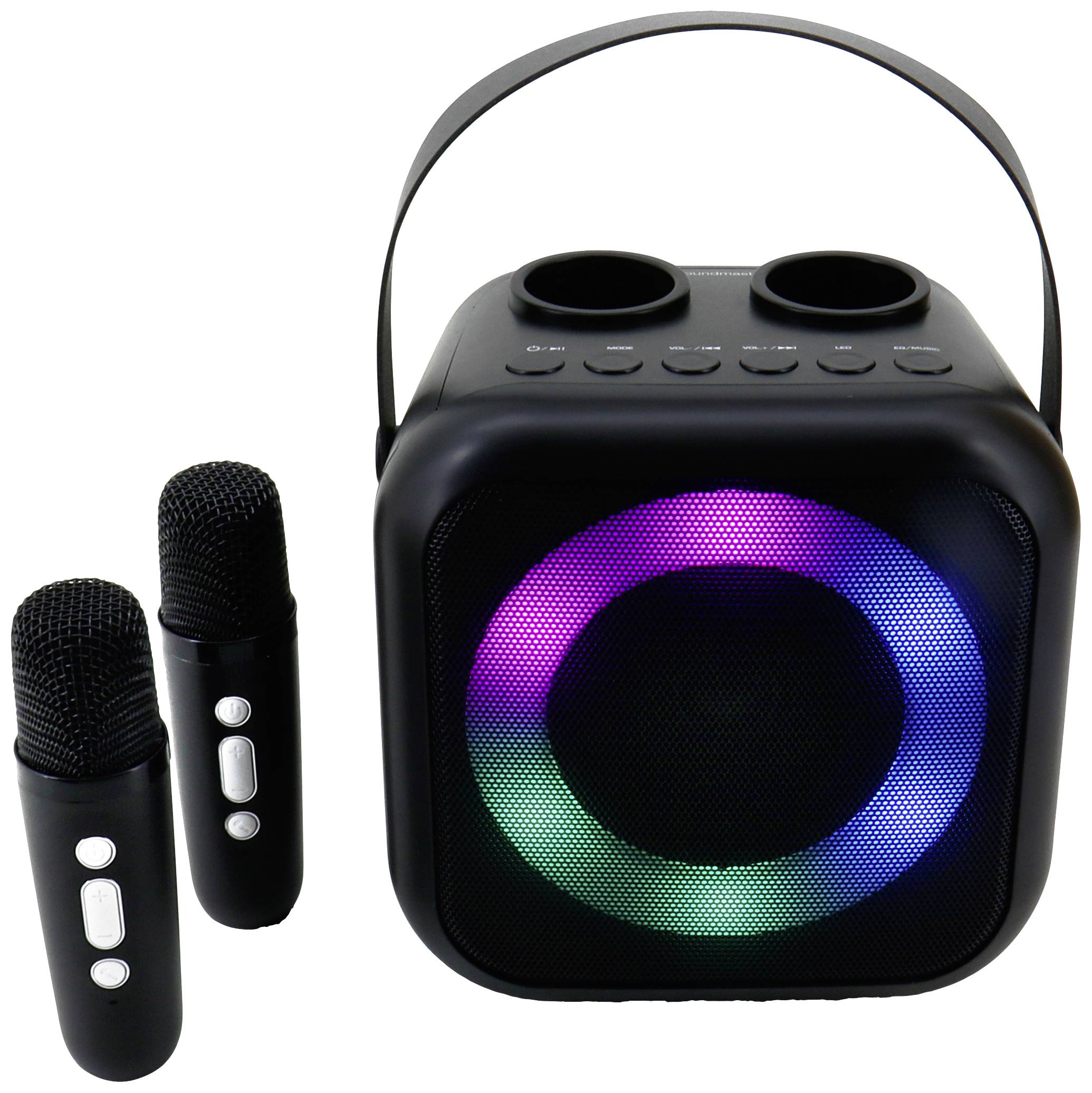 Soundmaster BT2024SW Karaoke-Anlage Inkl. Mikrofon, wiederaufladbar Schwarz