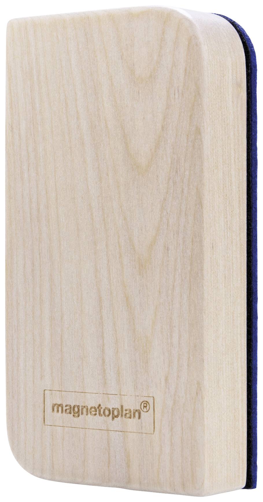 Holztafelwischer mit abgerundeten Kanten und 'magnetoplan'-Logo auf der Unterseite.