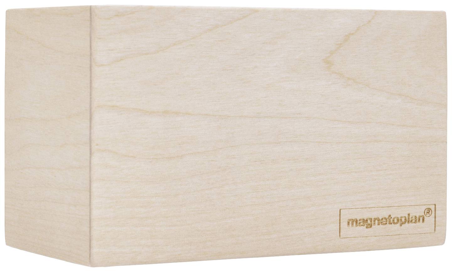 Ein rechteckiger Holzblock mit glatter Oberfläche, auf dem 'magnatoplan' in der unteren rechten Ecke eingraviert ist.