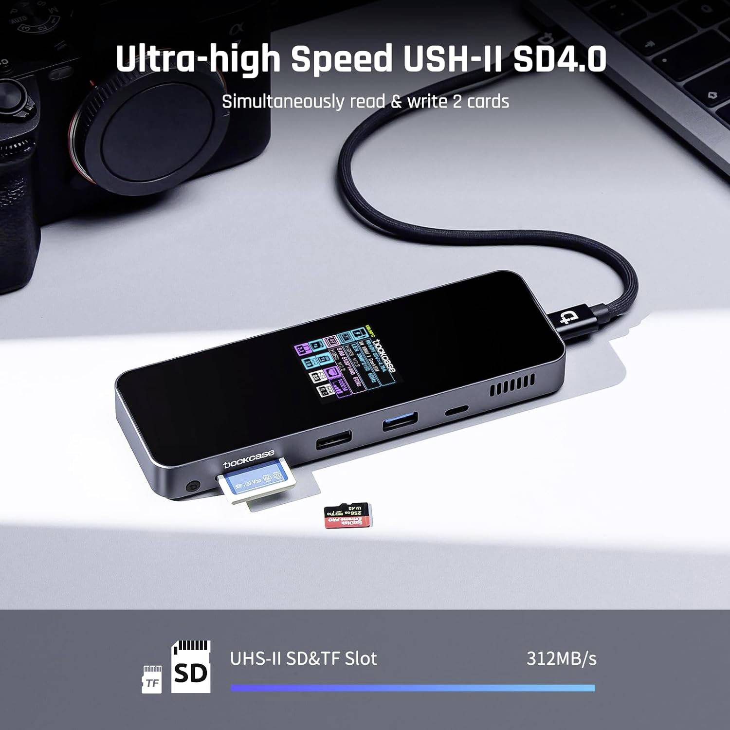 Dockcase USB-C® Dockingstation Universal integriertes Display, inkl. Ladefunktion, USB-C® Power Del