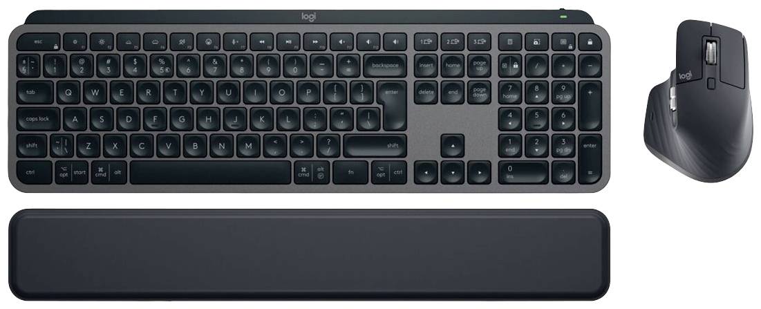 Logitech MX Keys S Combo Bluetooth® Tastatur, Maus-Set Beleuchtet, Ergonomisch, Multipair-Funktion, Handballenauflage Deutsch