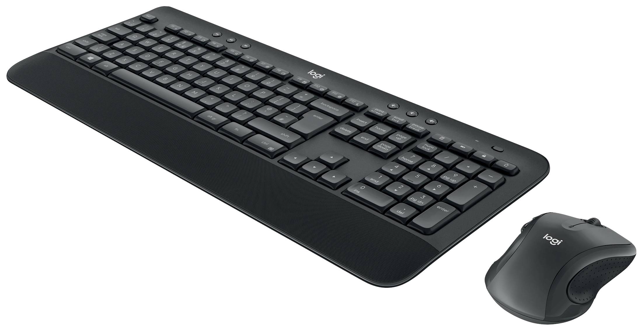 Logitech MK545 Advanced Funk Tastatur, Maus-Set Ergonomisch, Handballenauflage Deutsch, QWERTZ Schwarz