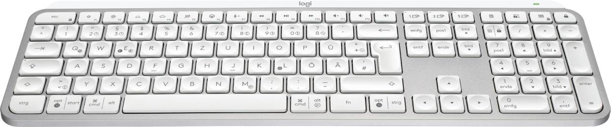 Logitech MX Keys S Bluetooth® Tastatur Deutsch, QWERTZ Hellgrau Beleuchtet, Ergonomisch, Multipair-Funktion