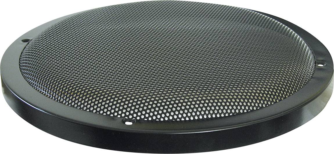Rundes Lautsprechergitter aus schwarzem Metallgitter, flache Bauweise, für Lautsprecherabdeckungen in Audiosystemen geeignet.