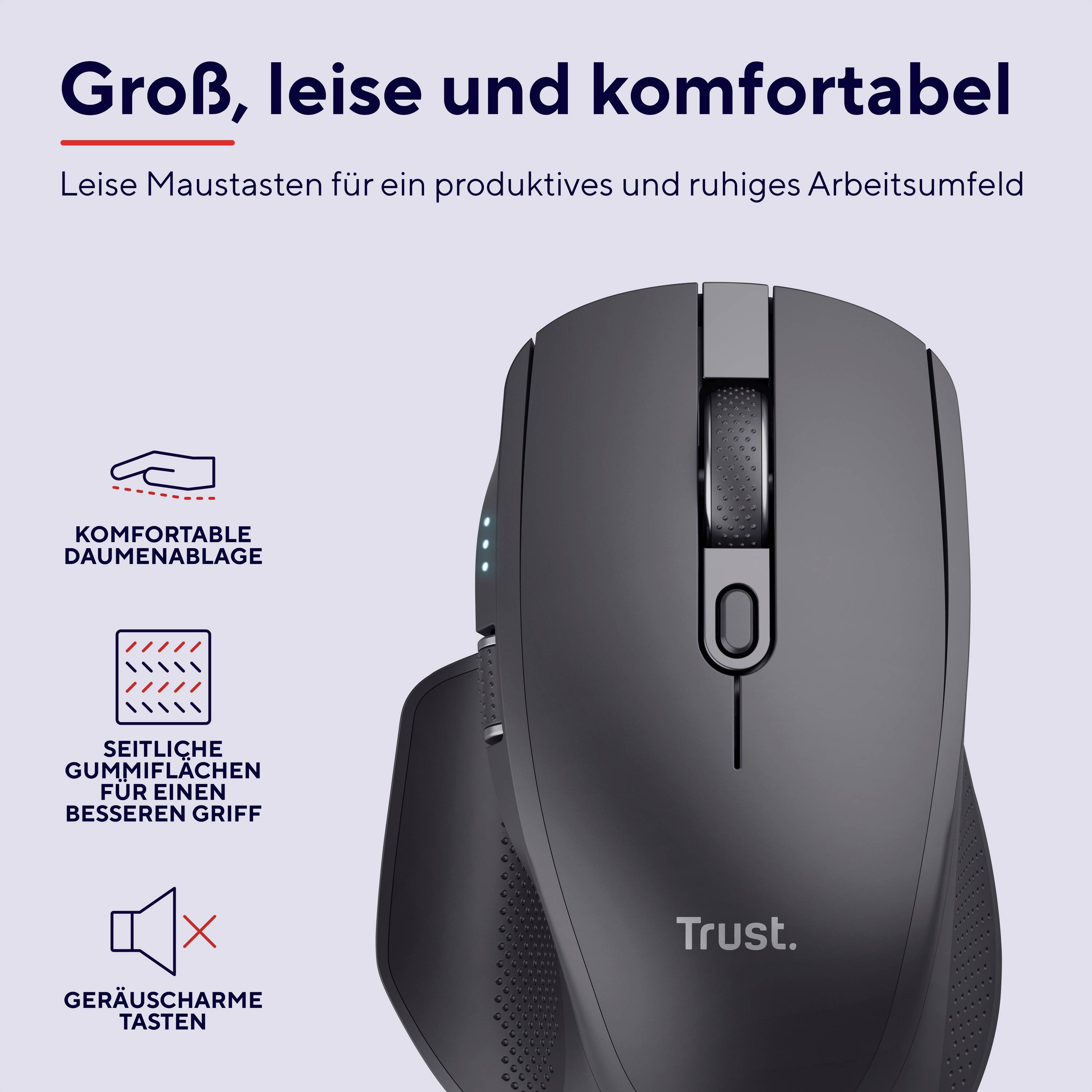 Trust OZAA+ MULTI-CONNECT Maus Funk Optisch Schwarz 6 Tasten 3200 dpi Integriertes Scrollrad