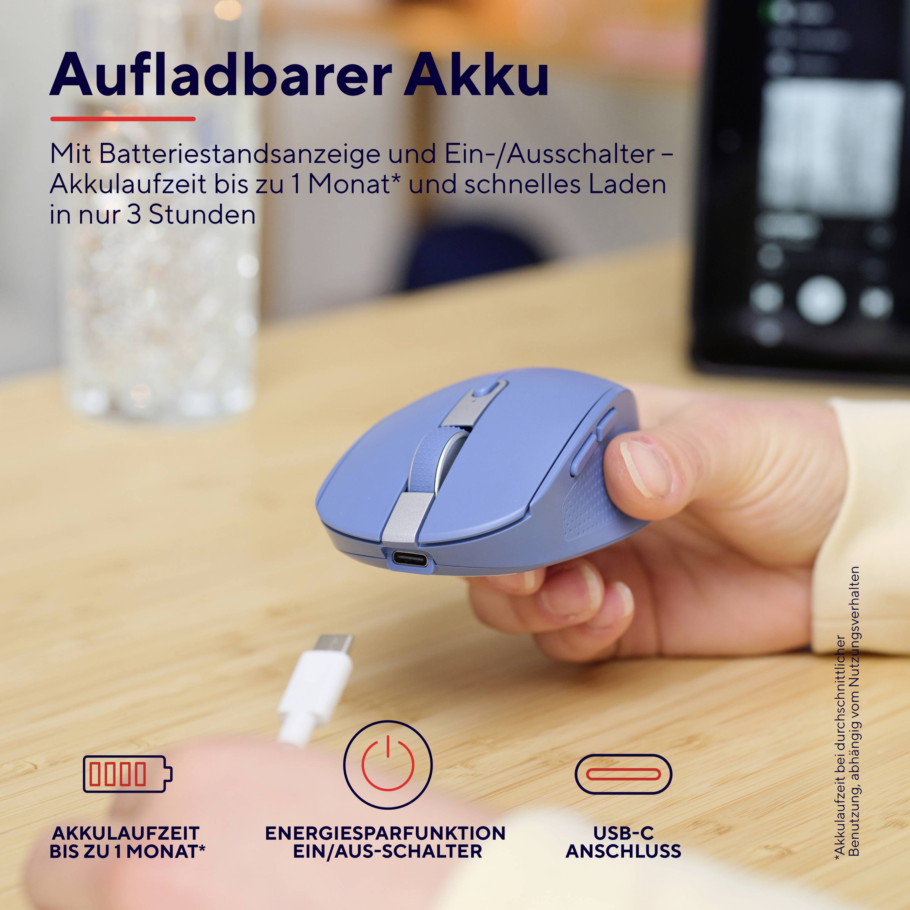 Trust OZAA COMPACT Maus Funk Optisch Blau 6 Tasten 3200 dpi Integriertes Scrollrad