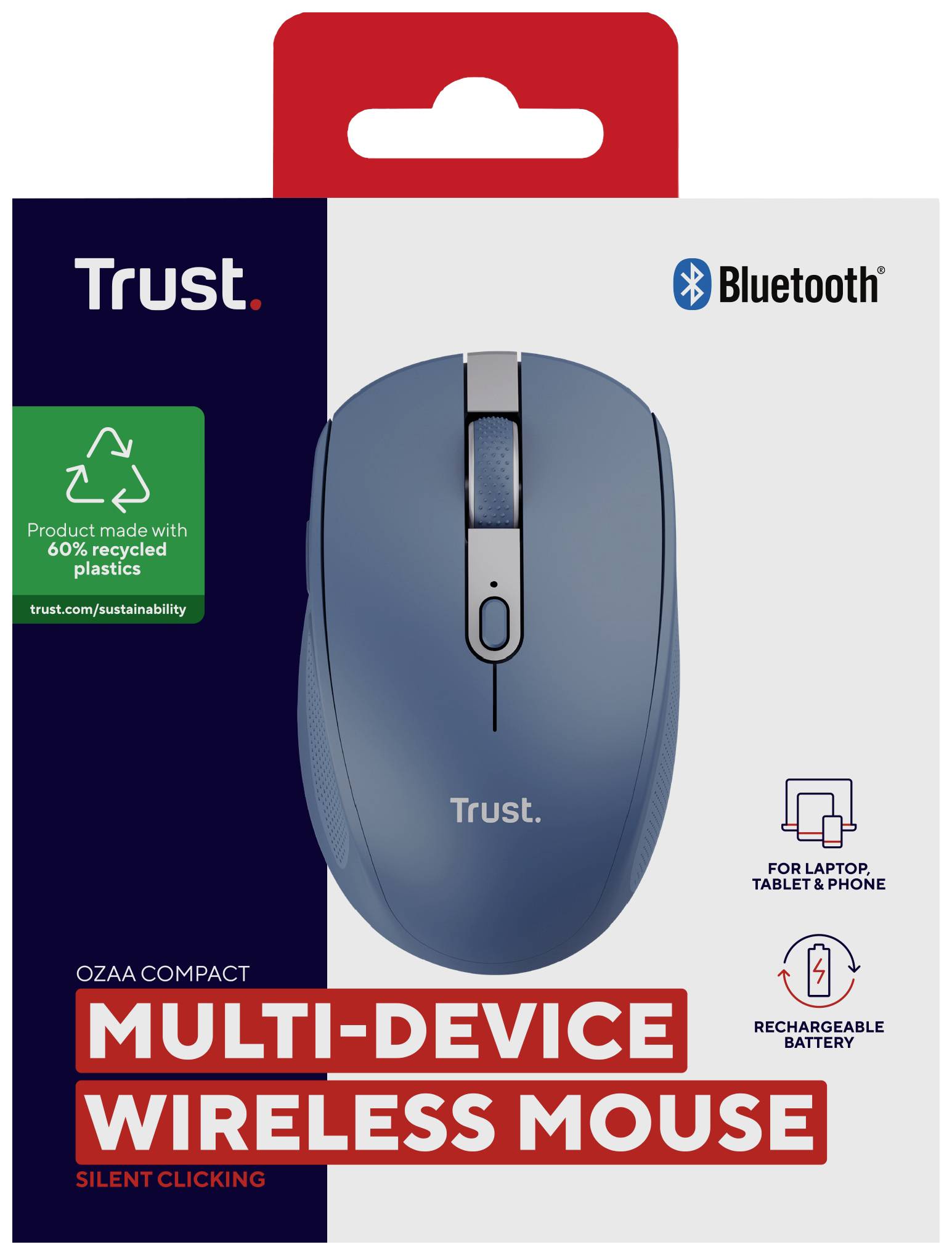 Trust OZAA COMPACT Maus Funk Optisch Blau 6 Tasten 3200 dpi Integriertes Scrollrad