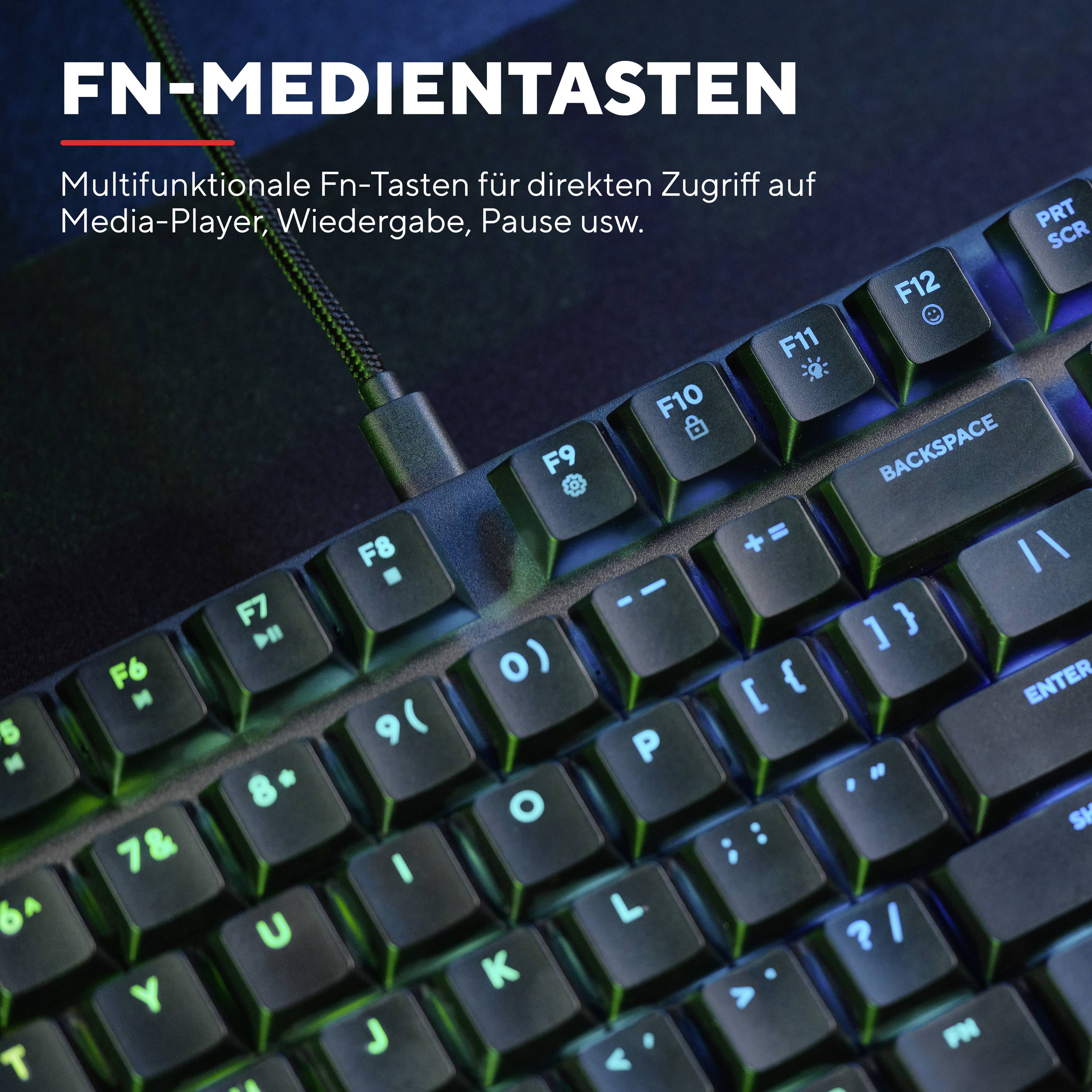 Trust GXT866 TORIX MECHANICAL Kabelgebunden Gaming-Tastatur Deutsch, QWERTZ Schwarz Beleuchtet